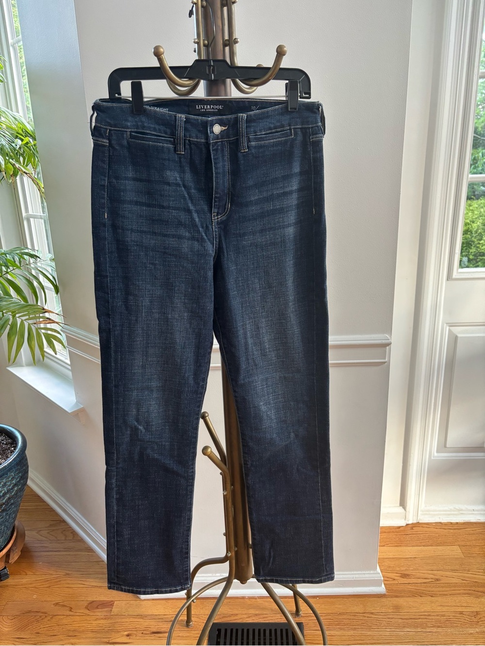 Liverpool Women's Dark Blue High-Rise Straight-Leg Jeans